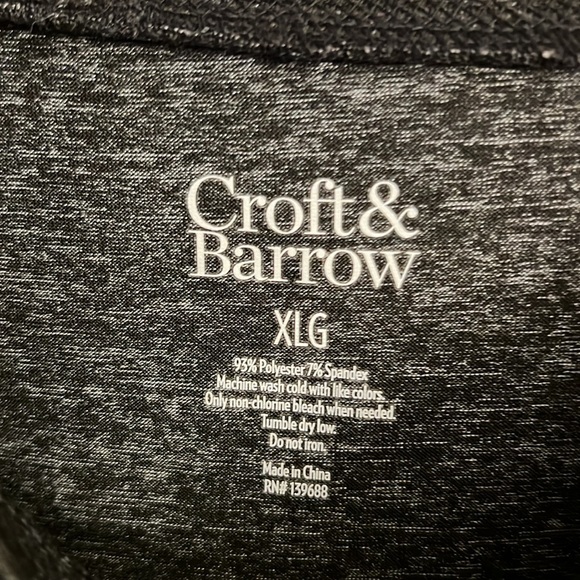 Croft and Barrow Dark Black Spandex Workout Athletic Short Sleeve Shirt Men’s XL - Picture 3 of 3